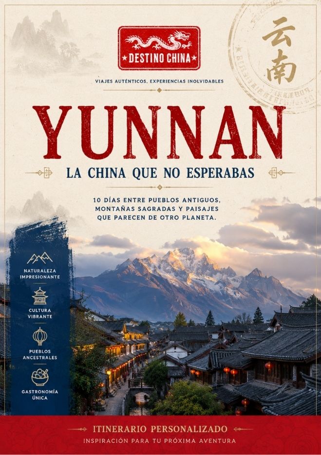 imagen de un itinerario de la ciudad de YUNNAN, al fondo unas montañas